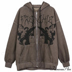 Gothic Punk Skeleton Print Hoody Jacket