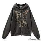 Gothic Punk Skeleton Print Hoody Jacket
