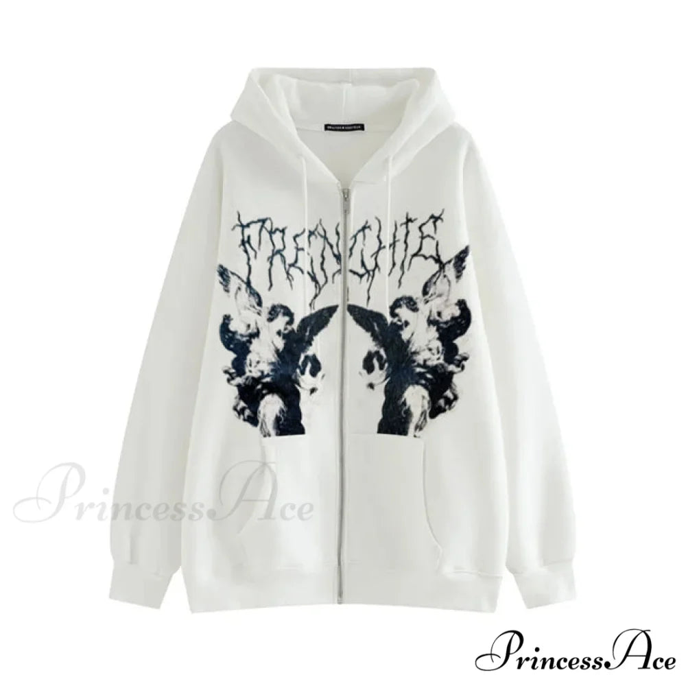 Gothic Punk Skeleton Print Hoody Jacket