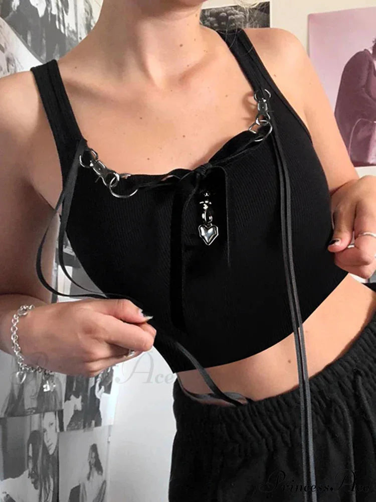 Gothic Sexy Slim Slash Neck Sleeveless Basic Solid Bandage Crop Top