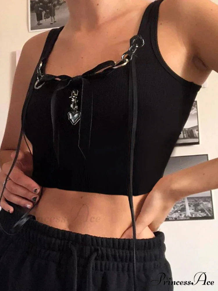 Gothic Sexy Slim Slash Neck Sleeveless Basic Solid Bandage Crop Top