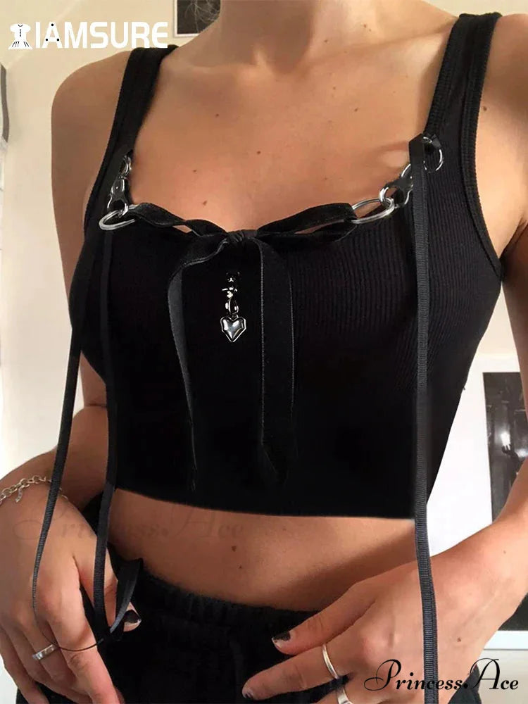 Gothic Sexy Slim Slash Neck Sleeveless Basic Solid Bandage Crop Top