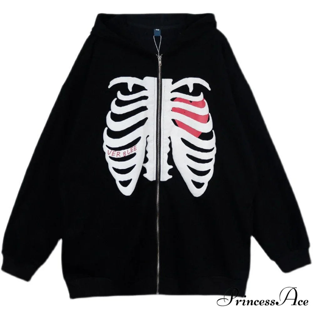 Gothic Skeleton Print Hoodies