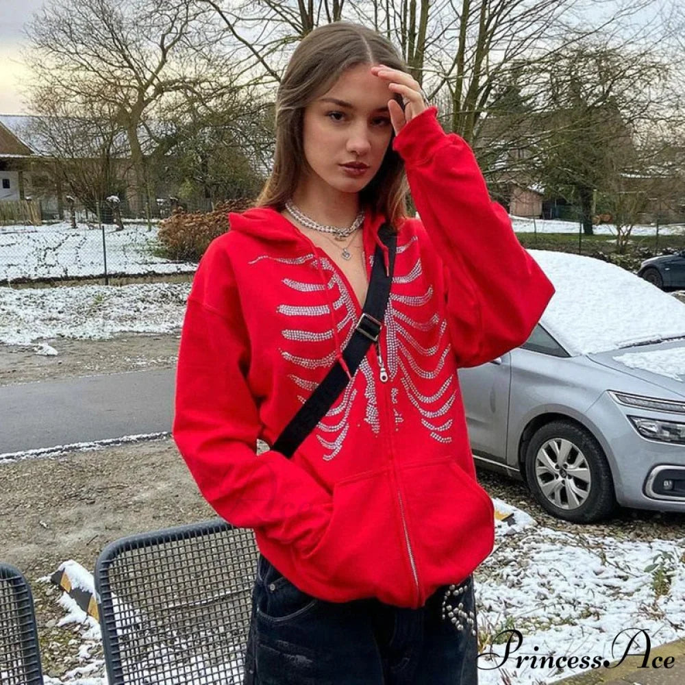 Gothic Skeleton Print Hoodies