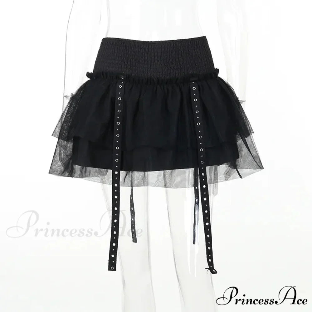 Gothic SteamPuffy Tutu Women's Retro Classic High Waist Tulle Multi Layered for Cosplay Party Dress Skirt