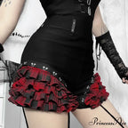 Gothic Summer 2024 New Arrival Landmine Series Plaid Patchwork Shorts Spicy Girl Halter Waist-Cinch Y2K Vest Skirt