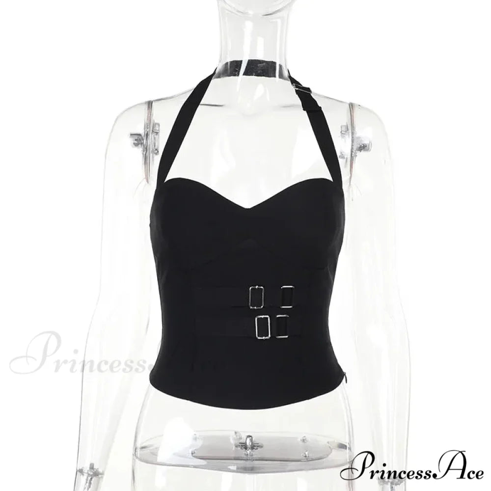 Gothic Summer 2024 New Arrival Landmine Series Plaid Patchwork Shorts Spicy Girl Halter Waist-Cinch Y2K Vest Skirt