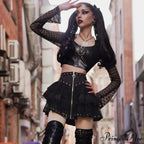 Gothic Vintage High Waist Zipper Front Japanese Kawaii Black Cosplay Skirt