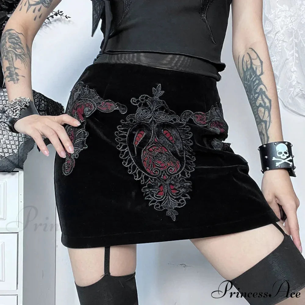 Gothic Vintage Sexy Butterfly Embroidered Lace Crop Top