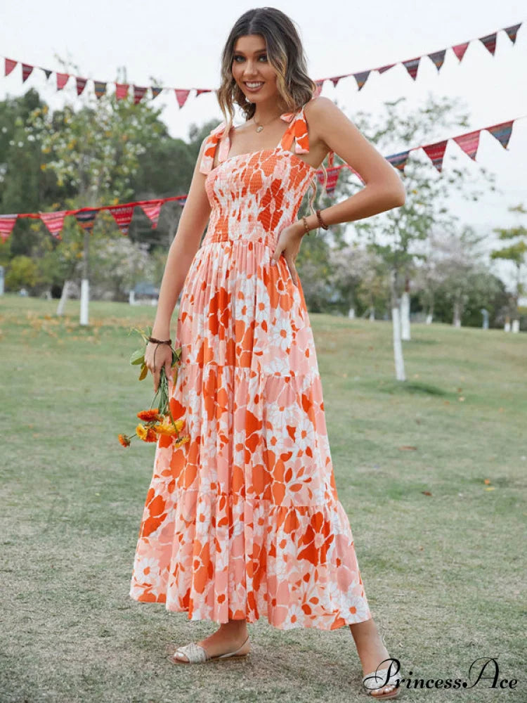 Gown Flowered Long for Resort Women