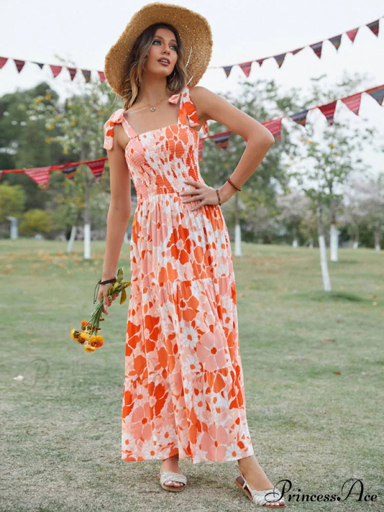 Gown Flowered Long for Resort Women