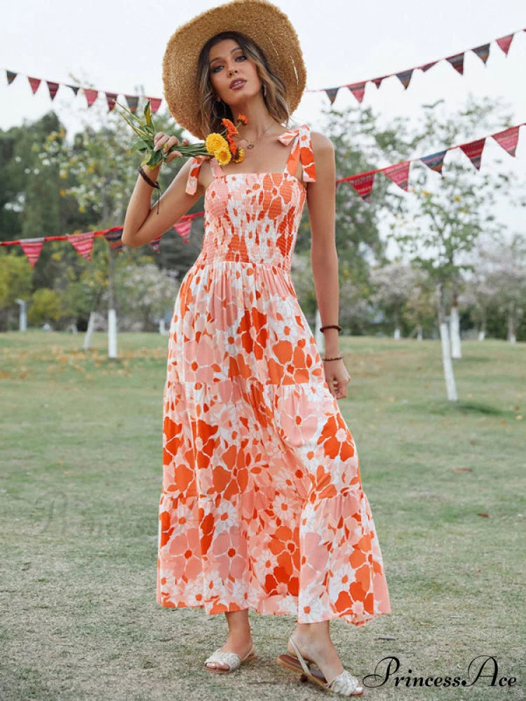 Gown Flowered Long for Resort Women
