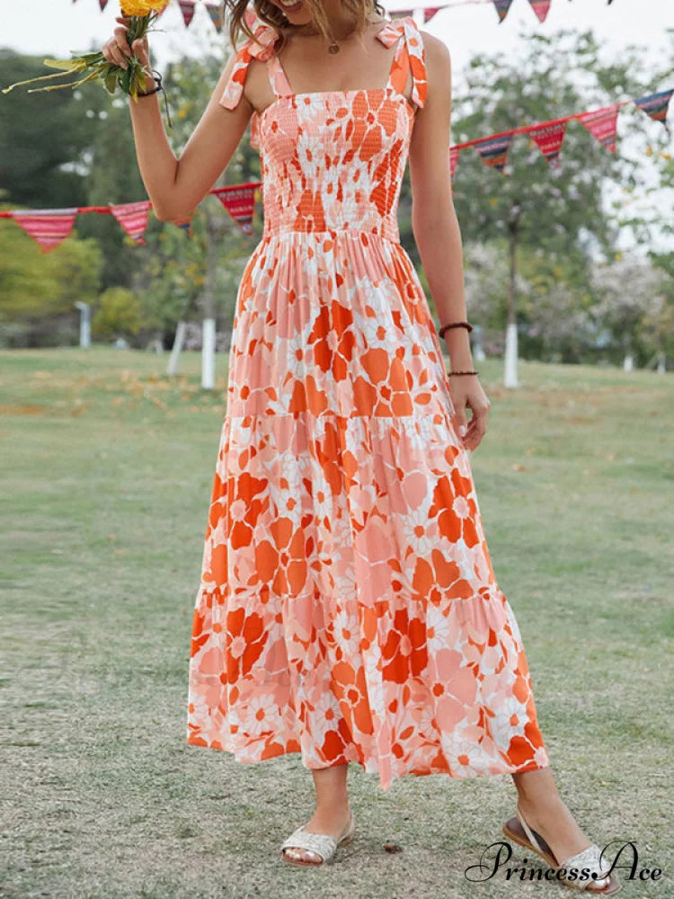 Gown Flowered Long for Resort Women