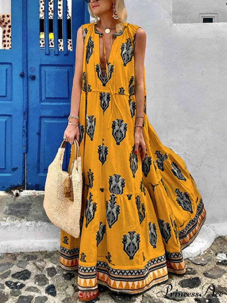 Gown for Design Full-Length Sleeveless Bohemian Women