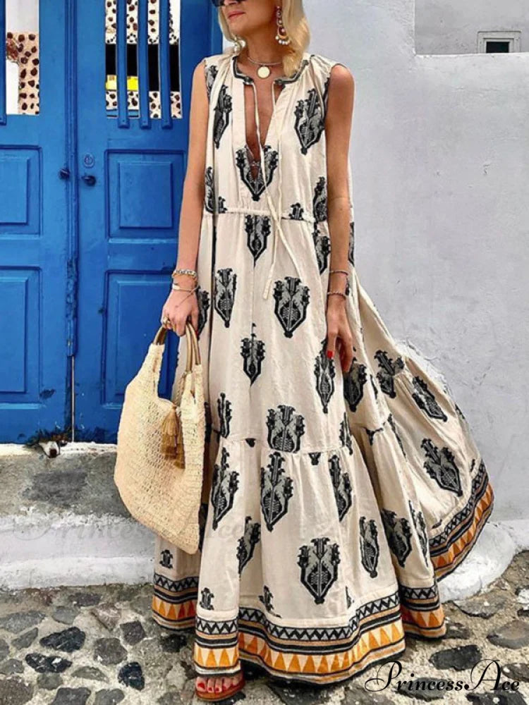 Gown for Design Full-Length Sleeveless Bohemian Women