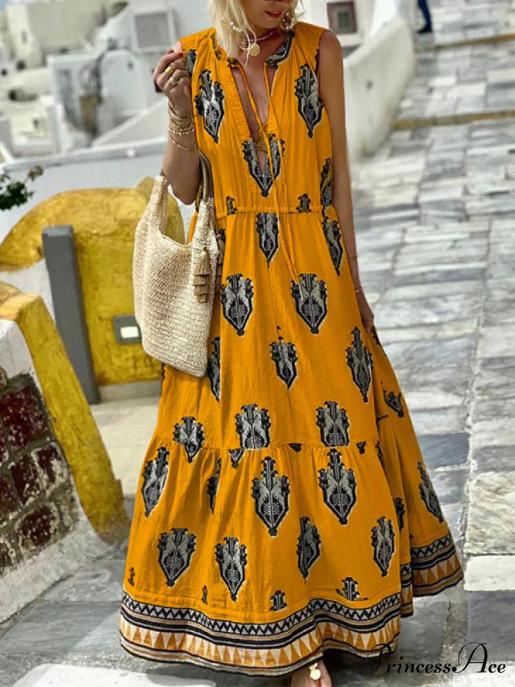 Gown for Design Full-Length Sleeveless Bohemian Women