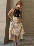 Graceful 3D Blossom Solid A-Line Stretchable High Waist Skirt