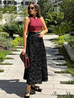 Graceful 3D Blossom Solid A-Line Stretchable High Waist Skirt