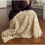 Graceful 3D Blossom Solid A-Line Stretchable High Waist Skirt