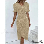 Graceful Flower Midi Puff Sleeve Gathered Waist Flower Dress