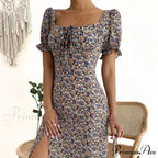 Graceful Folded A-line Floral Print Informal Dress