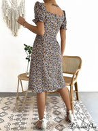 Graceful Folded A-line Floral Print Informal Dress