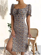 Graceful Folded A-line Floral Print Informal Dress