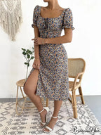 Graceful Folded A-line Floral Print Informal Dress