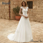 Graceful Lace Extended Train Bridal Wedding Gown
