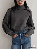 Graceful Semi High Neck Merging Sweater