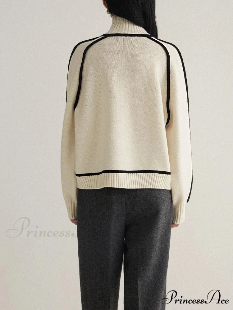 Graceful Semi High Neck Merging Sweater