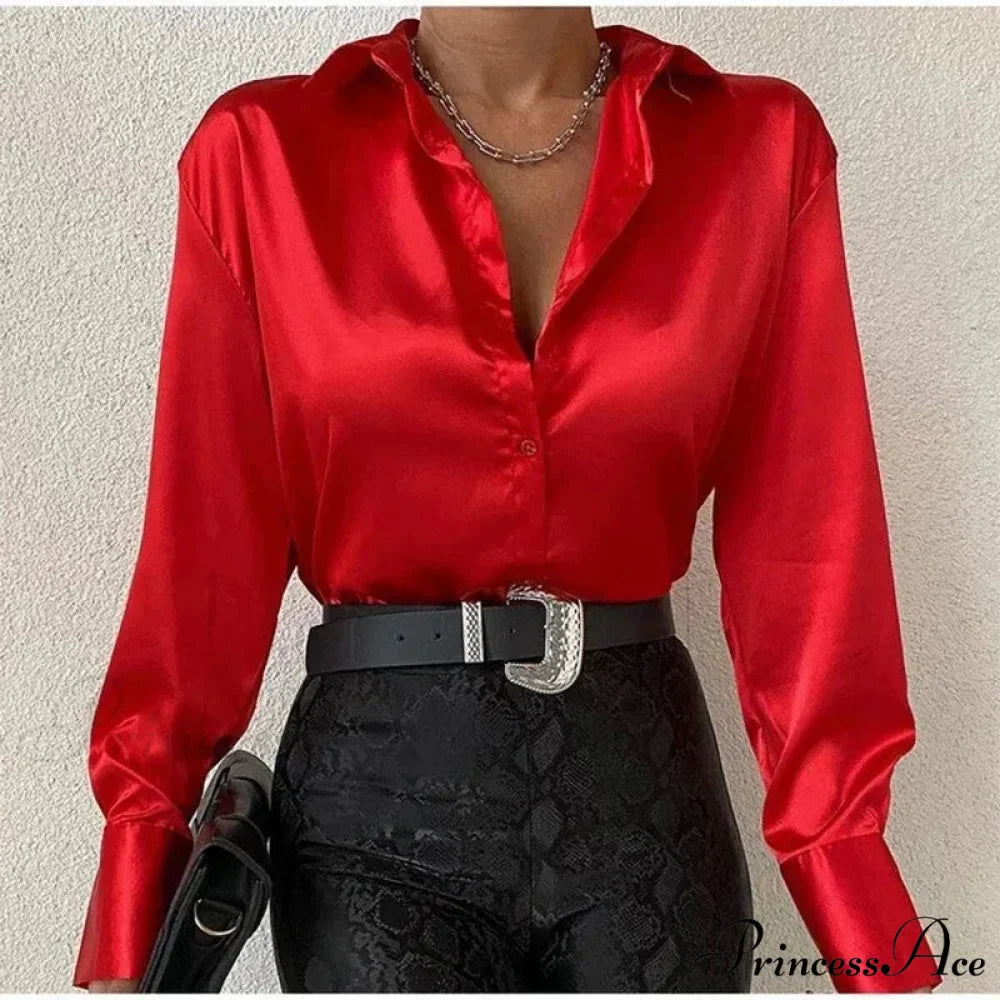 Graceful Silk Azure Long Sleeve Retro Blouse