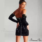 Graceful Stitched Butterfly Crystal Chain Prom Gown