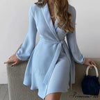 Graceful Thin Flowered Turtleneck Women's Dress