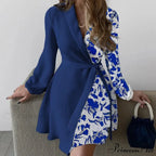 Graceful Thin Flowered Turtleneck Women's Dress