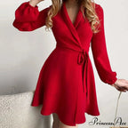 Graceful Thin Flowered Turtleneck Women's Dress