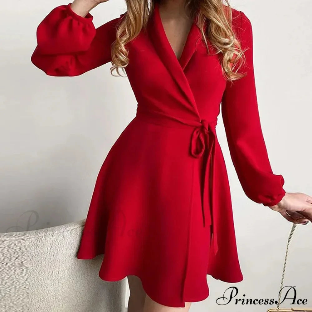 Graceful Thin Flowered Turtleneck Women's Dress