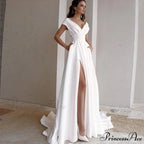 Graceful V-Neck Flared Wedding Gown