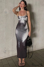 Gradient Black Bodycon Cami Dress