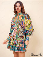 Graffiti Casual Evergreen Charming Printing Mini Dress