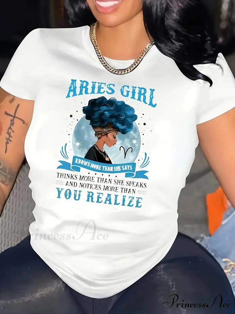 Graphic & Print Women's Casual Spring & Summer Short Sleeve Top for Crew Neck T-shirt