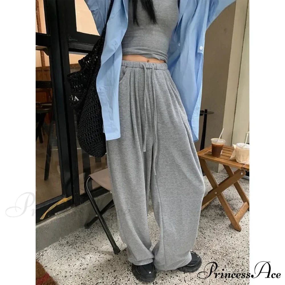 Gray Large Loose Trousers