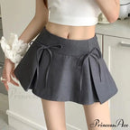 Gray Ribbon Folded Retro Skirt