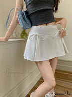 Gray Ribbon Folded Retro Skirt