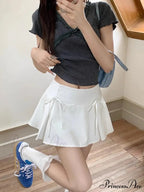 Gray Ribbon Folded Retro Skirt