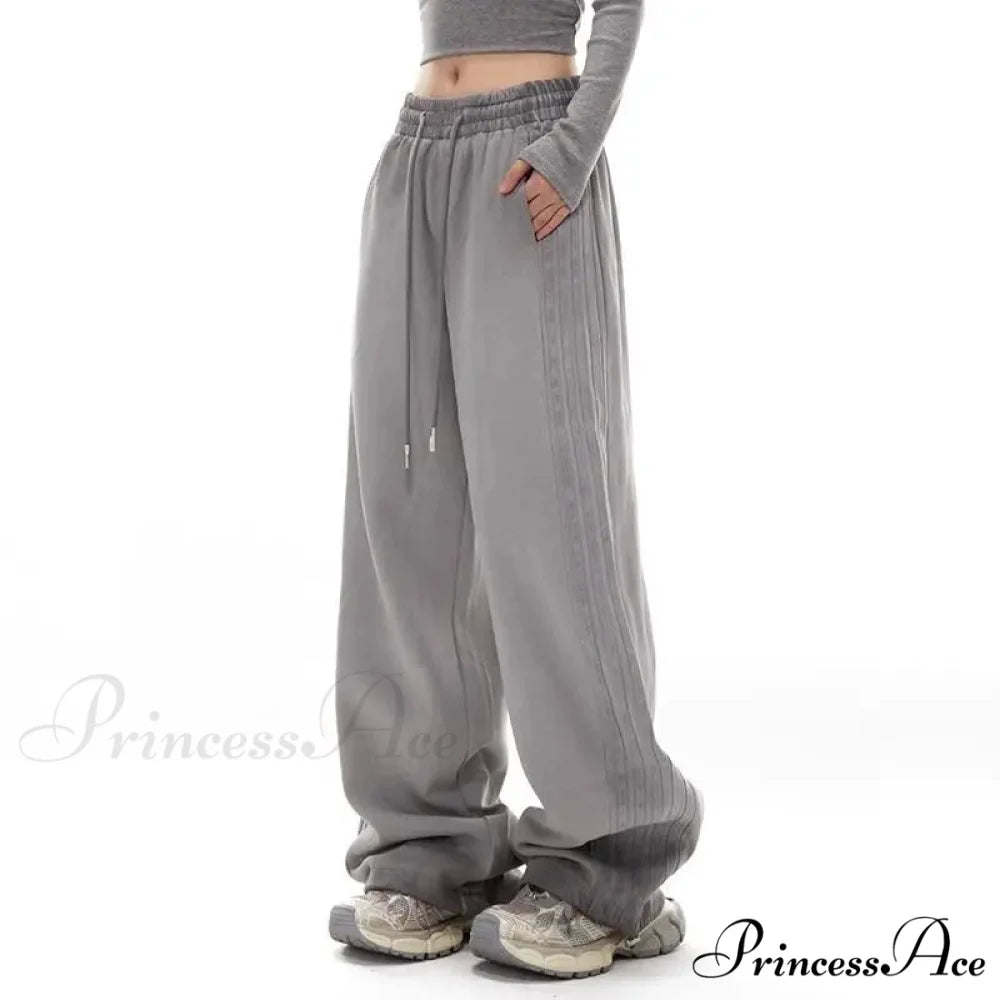 Gray Striped Movement Informal Trousers