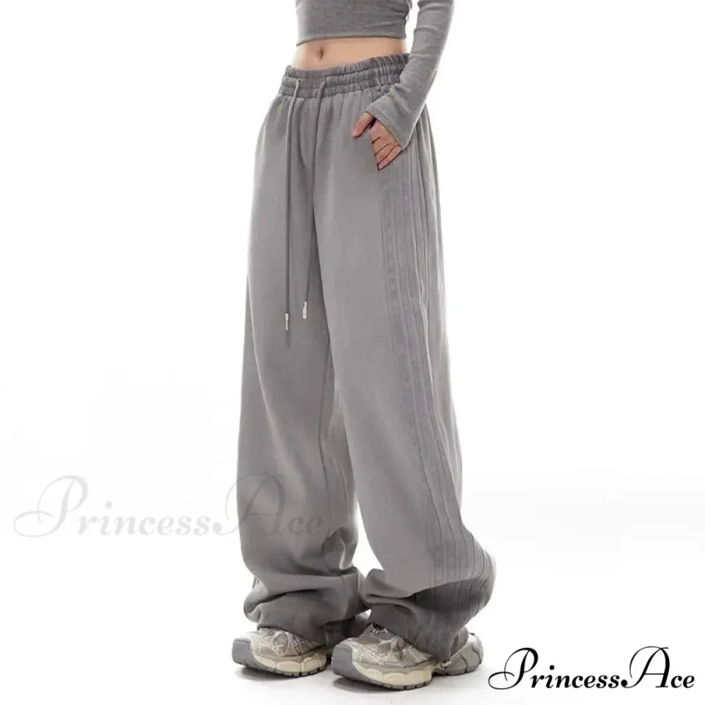 Gray Striped Movement Informal Trousers