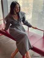 Gray Wool Blends Overcoat