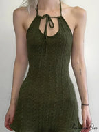 Green Floral Print Trendy Y2K Mini Dress