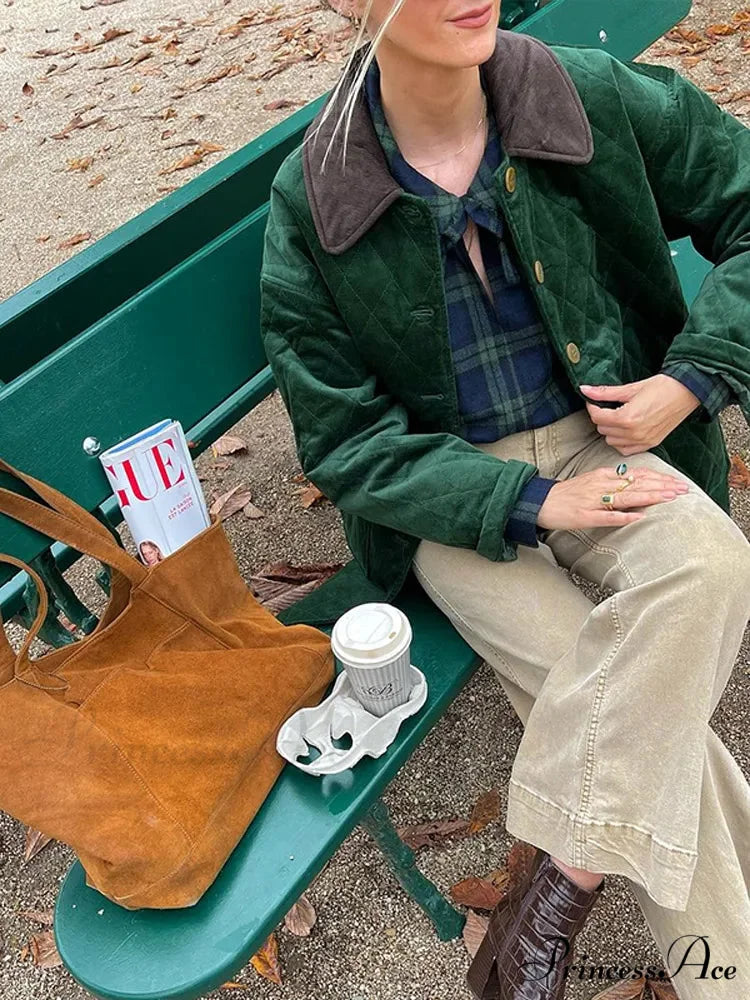 Green Patchwork Cotton Jacket